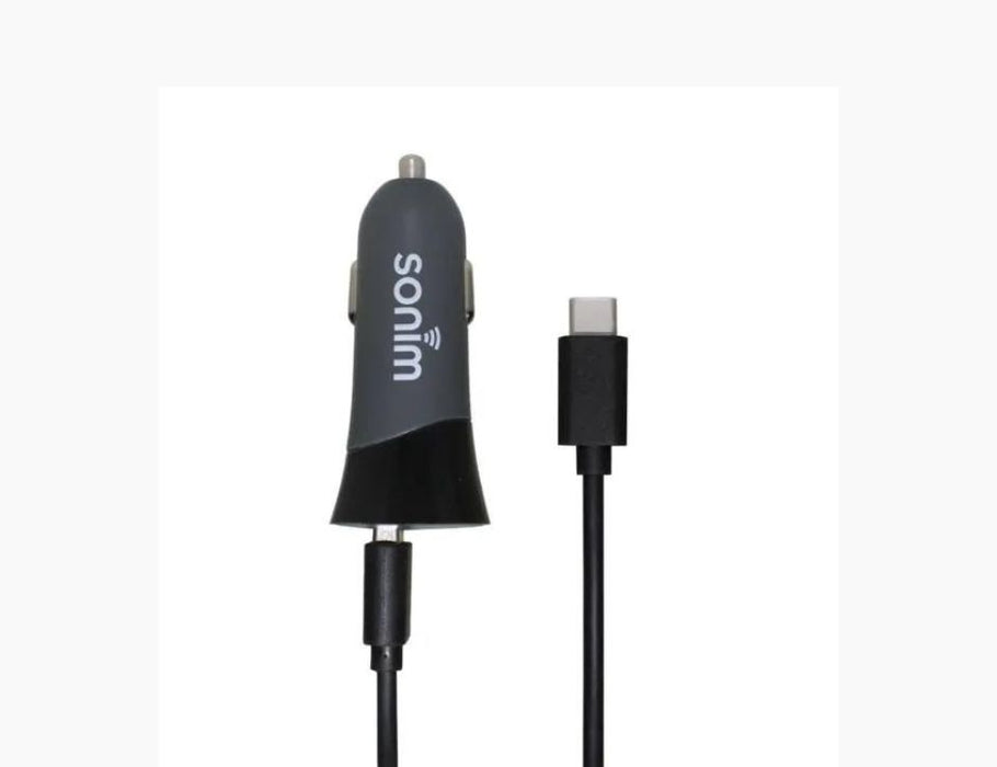 Sonim Built For Life Dual USB Car Charger Adapter With Extended Length Cable | Color: Black