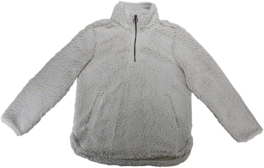 Member's Mark Cuddly Sherpa Kid's Quarter Zip Detail Super Soft and Fluffy Fleece White 14/16