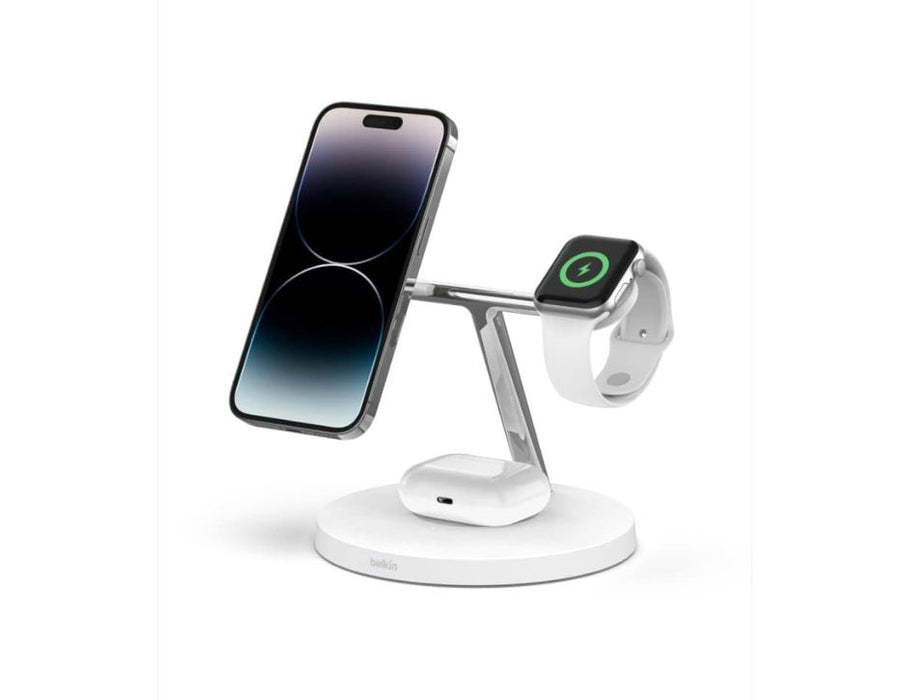 Belkin Boot Charge Pro 3-in-1 Wireless Charger With MagSafe Up To 15W- Color: White