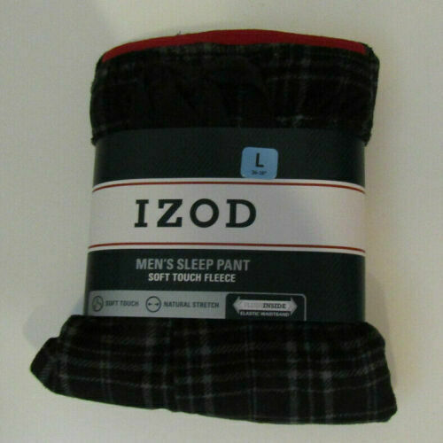 IZOD Men's Sleep Pant Soft Touch Fleece Black S/P 28-30"