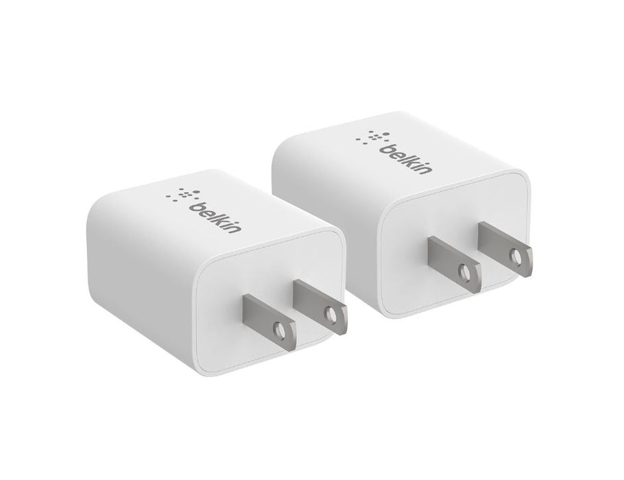 Belkin Boost Charge USB-C PD Wall Charger With PPS + USB-C Cable With Lightning Connector Bundle (2 Pack), Color: White