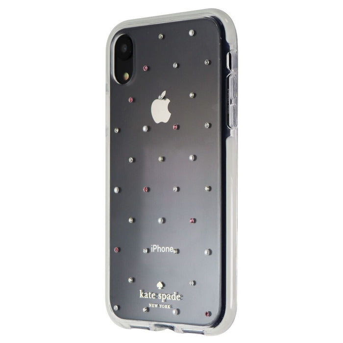 Kate Spade New York Defensive Hardshell Case for iPhone XR | Clear with Pin Dot Gems & Pearls