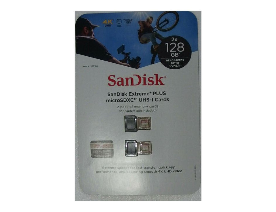 SanDisk 128GB Extreme PLUS A2 microSD Memory Card Adapter 4k UHD