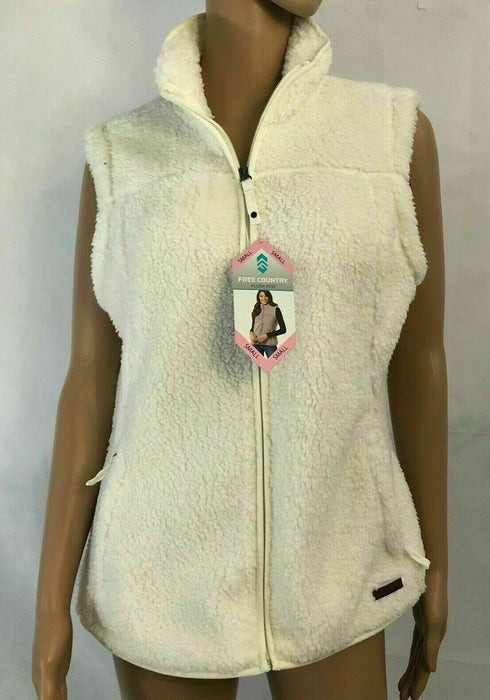 Free Country Womens Plush Vest Cream Large