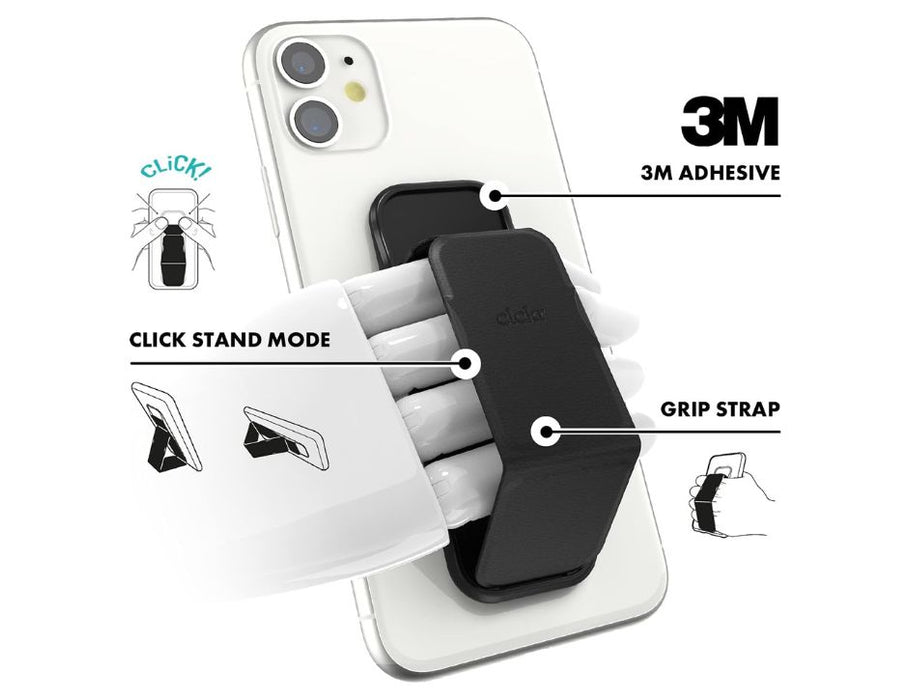 Clckr Stand & Grip Pebbled Line Phone Grip | Color: Black