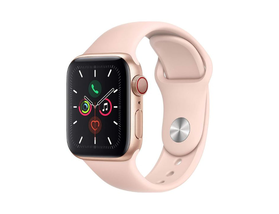 Apple Watch Series 5 (GPS + Cellular, 40MM) Gold Aluminum Case with Pink Sport Band