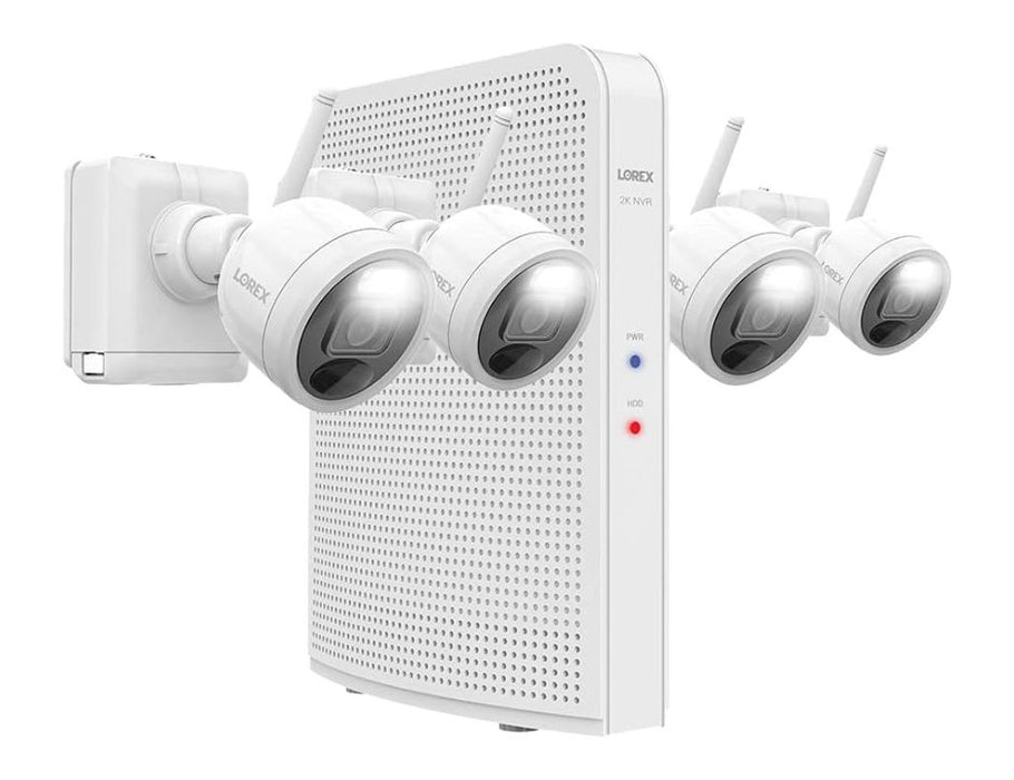 Lorex 2K Security Camera System with 4 Battery-Operated Active Deterrence Cameras and Person Detection