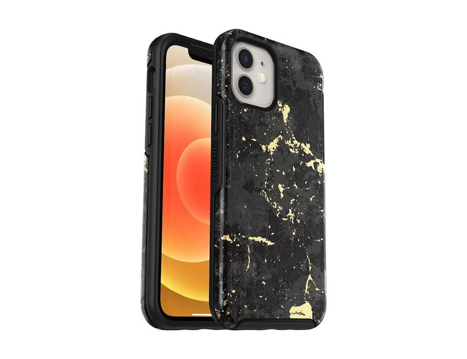 OtterBox Symmetry Series Case for iPhone 12 / iPhone 12 Pro | Color: Black and Gold Marble