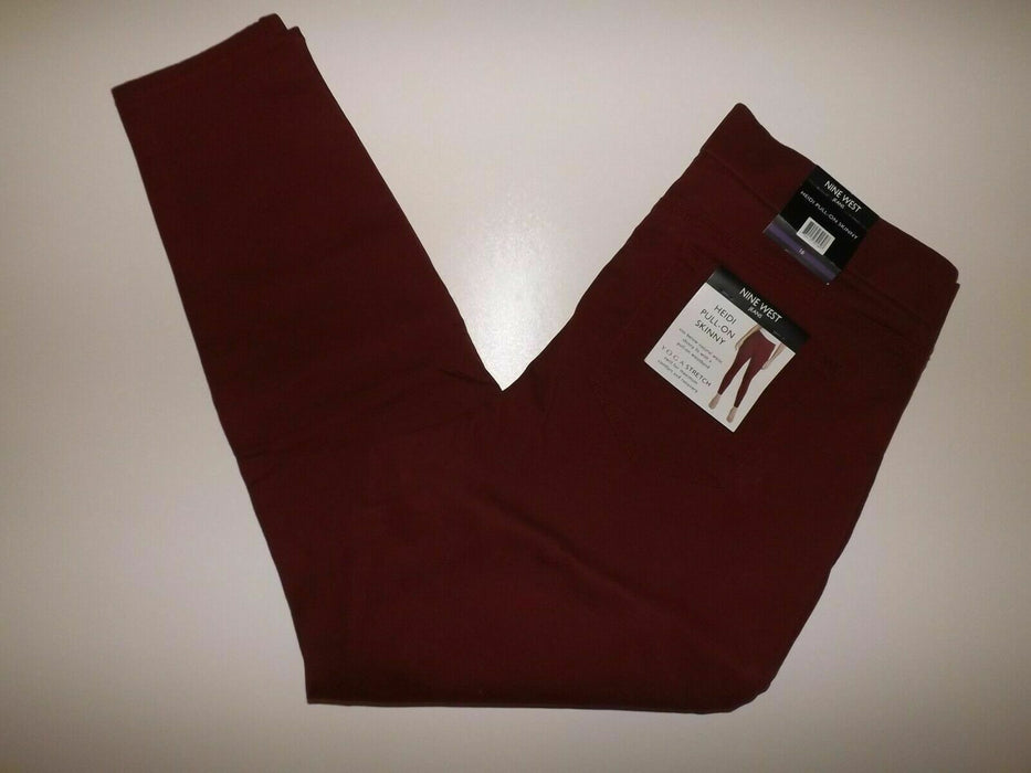 Nine West Heidi Pull-On Skinny Jeans Cabernet 8