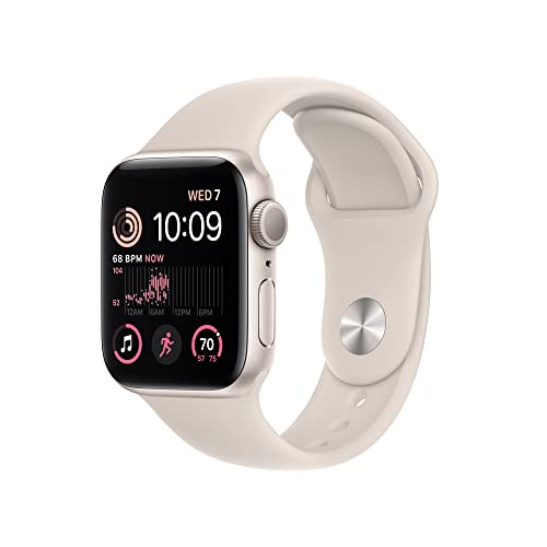 Apple Watch SE 2nd Generation (GPS) 40mm Aluminum Case with Starlight Sport Band - S/M - Starlight MNT33LL/A
