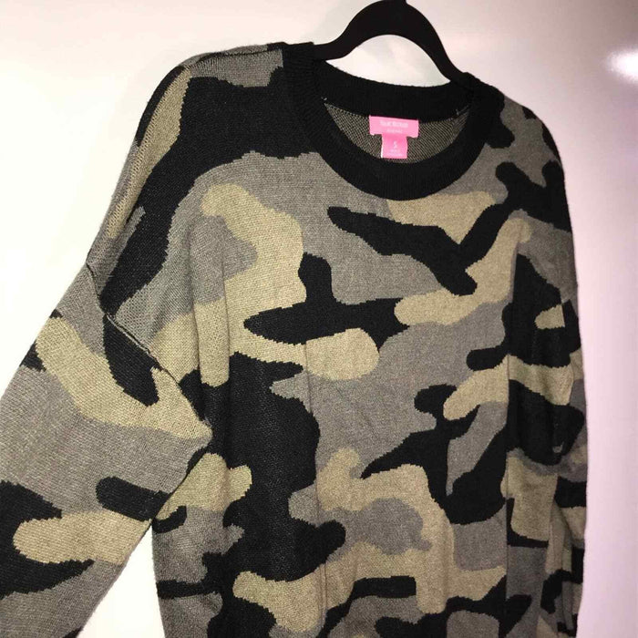 Isaac Mizrahi New York Lounge Sweater Oversized Camo XL