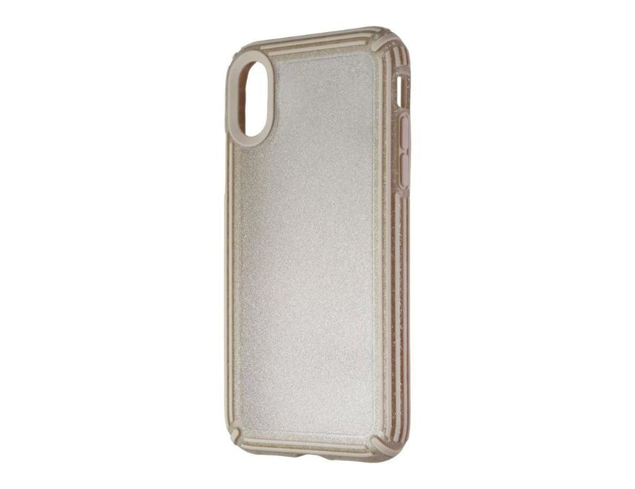 Speck Presidio V-GRIP Case for Apple iPhone XR | Color: Gold Glitter / Calfskin Brown