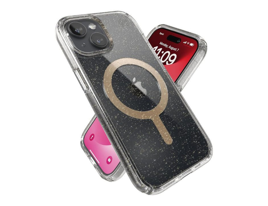 Speck Presidio Perfect-Clear with Gold MagSafe With Glitter Case for iPhone 14/13