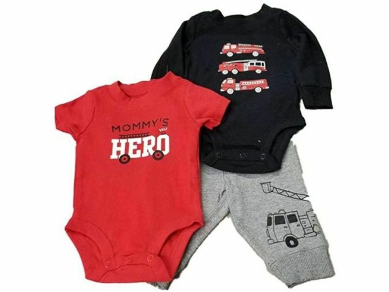 Carter's 3 Piece Set Red/Grey/Black Fire Truck 9 months 27-28.5 in/ 17-21 lb 69-72 cm/7,5-9,3 kg