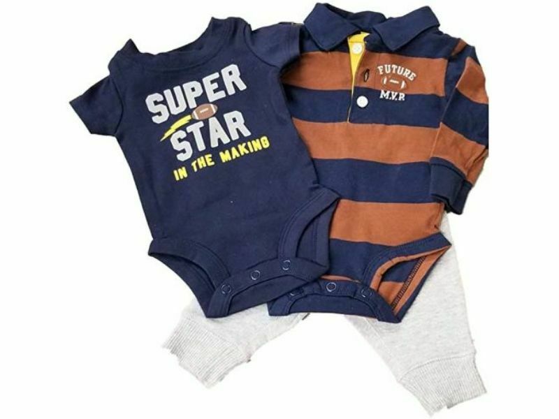 Carter's 3 Piece Set Brown/Navy Stripe 12m 28.5-30in/21-25 lb   72-76 cm/9,3-11,1 kg