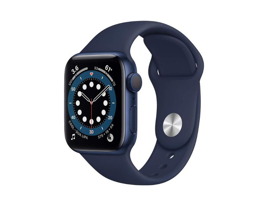 Apple Watch Series 6 (GPS + Cellular) 40mm Blue Aluminum Case with Deep Navy Sport Band - M02R3LL/A | Color: Blue