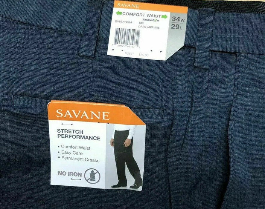 Savane Stretch Performance Comfort Waist Pant Dark Sapphire 32 x 30