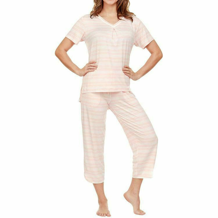 Flora by Flora Nikrooz Short Sleeve & Capri Pant Set 2-Piece Set Pink S 6-8