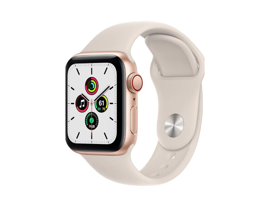 Apple Watch SE (GPS + Cellular) 40mm Gold Aluminum Case with Starlight Sport Band - MKQN3LL/A