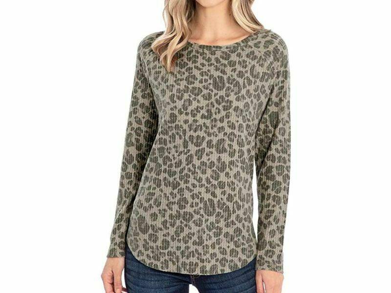 Peace & Pearls Waffle Knit Tunic Blurred Floral Print Small