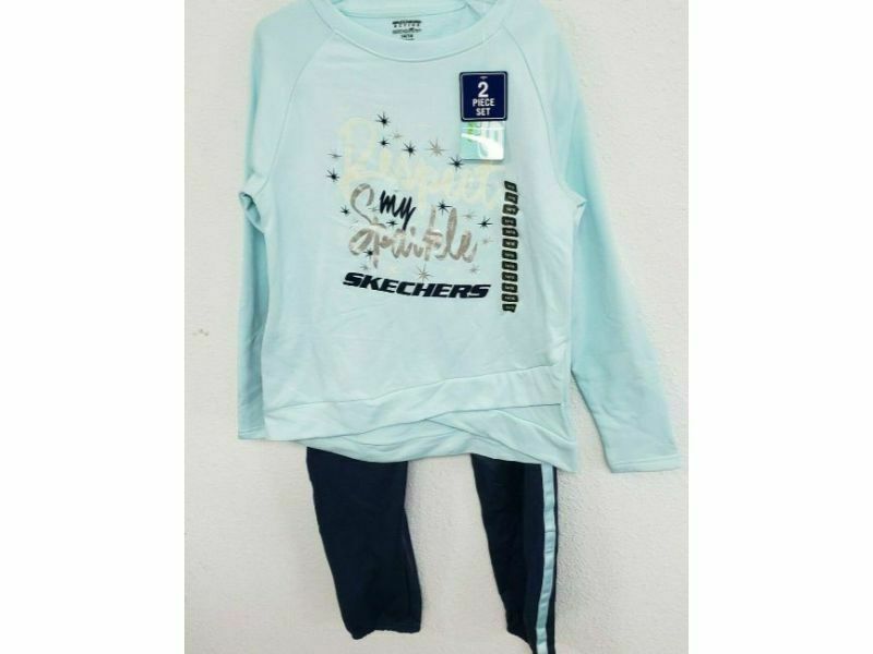 Sketchers Active 2 Piece Set Sweatsuit Blue Mist/Navy 14/16