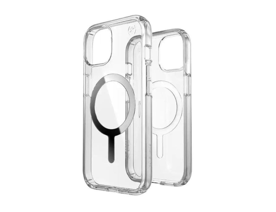 Speck Presidio Perfect-Clear with Chrome MagSafe Case for iPhone 15/14/13