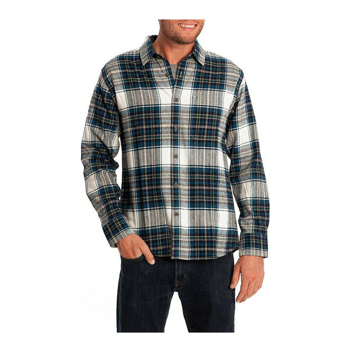 Eddie Bauer Men's Bristol Flannel Long Sleeve Green Forest Plaid Medium