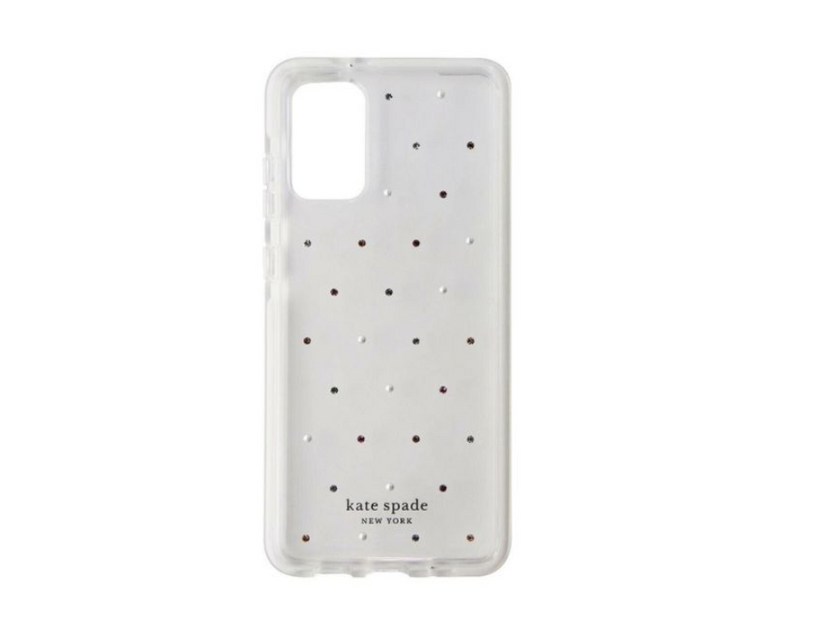 Kate Spade Defensive Hardshell Case for Samsung Galaxy S20+ | Clear with Pin Dot Gems & Pearls