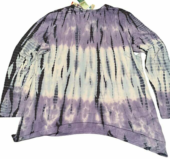 Green Tea Womens Tie Dye Top Scandia Blue Small