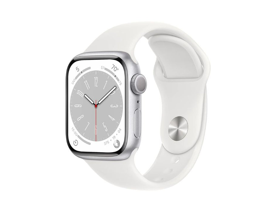 Apple Watch Series 8 (GPS) 41mm Aluminum Case with White Sport Band - MP6L3LL/A | Color: White