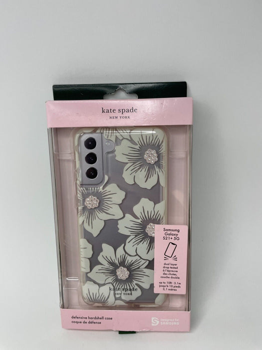 Kate Spade New York Defensive Hardshell Case for Samsung Galaxy S21+ 5G | Hollyhock Floral with Shiny Dots