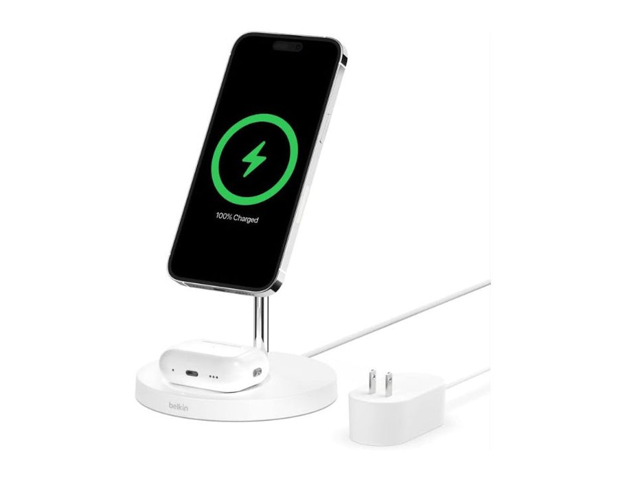 Belkin Boost Charge Pro 2-in-1 Wireless Charger Stand With MagSafe- Color: White