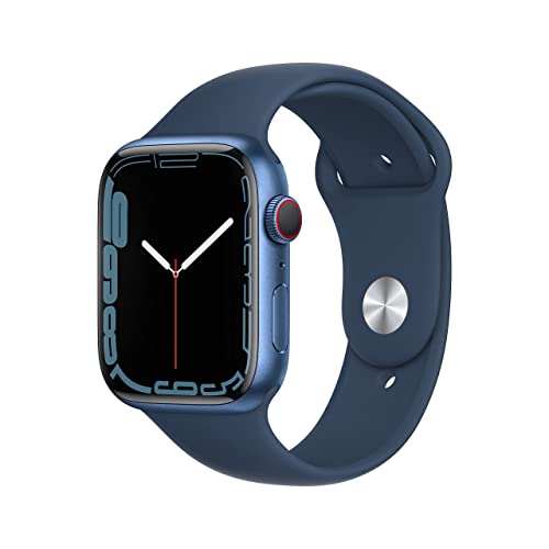 Apple Watch Series 7 (GPS + Cellular) 45mm Blue Aluminum Case with Abyss Blue Sport Band - Blue MKJA3LL/A