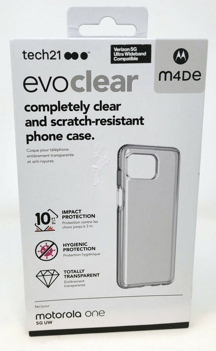 Tech21 Evo Check for MOTOROLA ONE 5G UW M4De COMPLETELY CLEAR AND SCRATCH-RESISTANT PHONE CASE