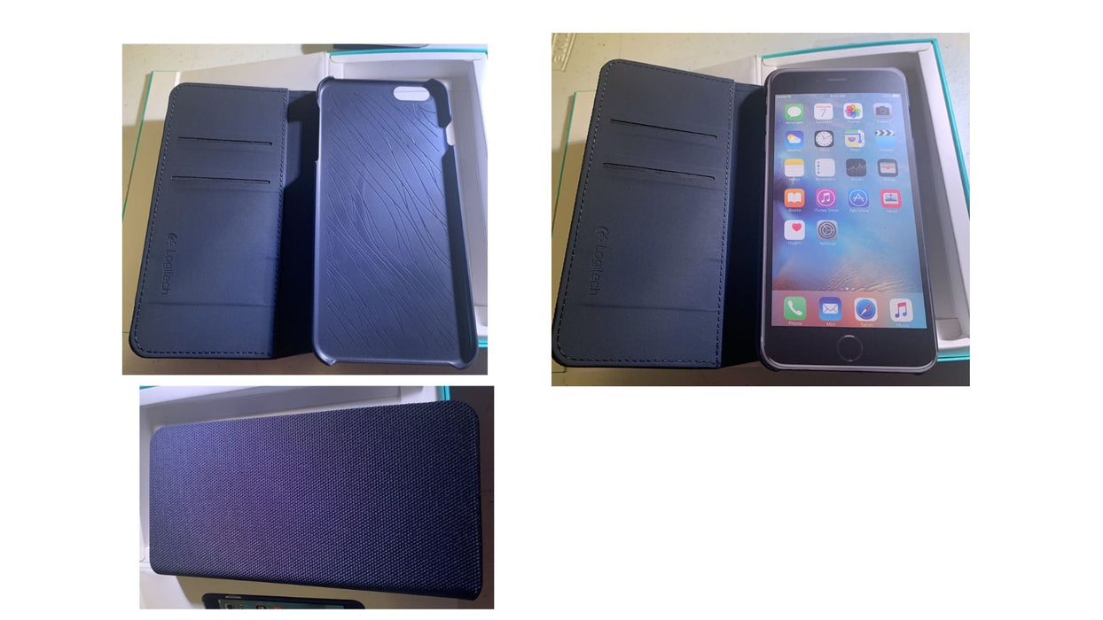 Hinge Flexible Wallet Case Logitech Iphone one 6 Plus , Iphone one 6X Plus Black