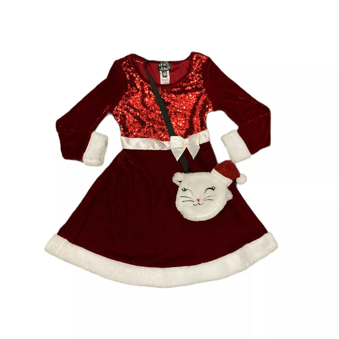 Pink&violet  Red Holiday  Girl's Dress Red  2t with cat purse