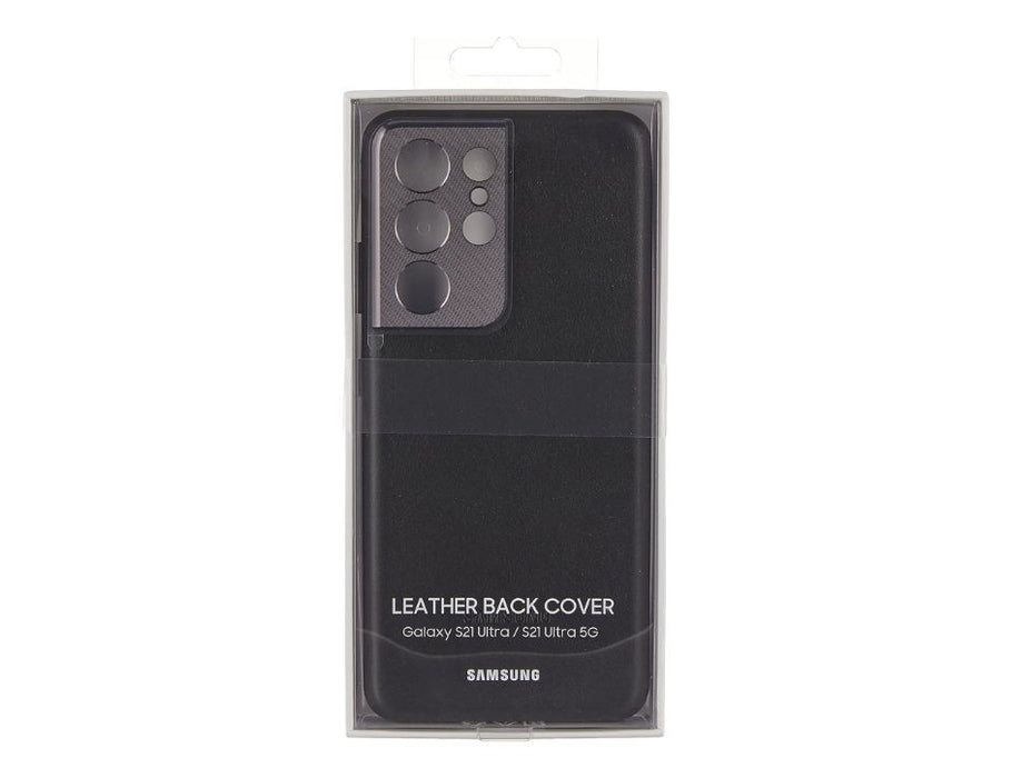 Samsung Galaxy S21 Ultra Case, Leather Back Cover - Black