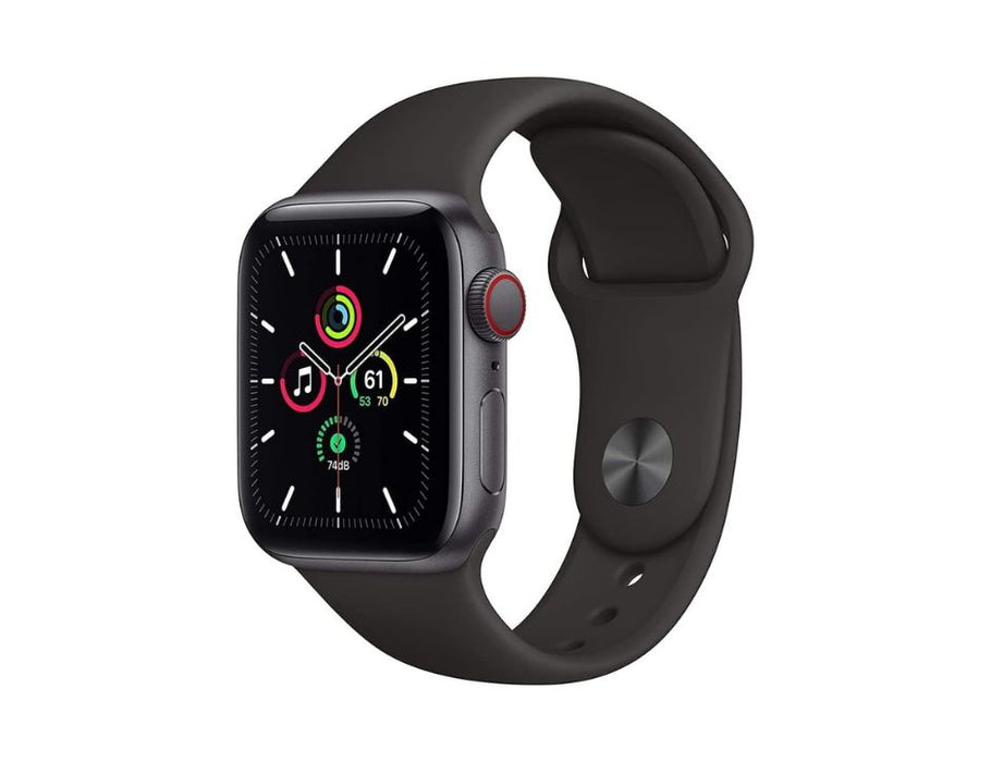 Apple Watch SE (GPS + Cellular) 44mm Space Gray Aluminum Case with Black Sport Band - MYER2LL/A | Color: Space Gray