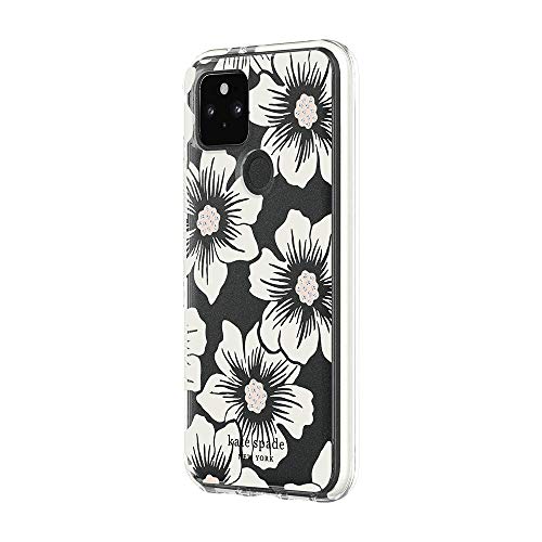 KATE SPADE NEW YORK GOOGLE PIXEL 5 CLEAR WITH GILTTER FLOWERS