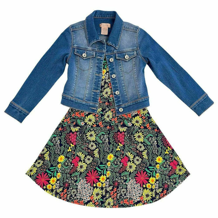 Squeeze Dress with Jacket Blue Flowers 6/6x