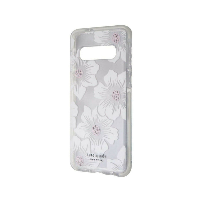 Kate Spade Defensive Hardshell Case for Samsung Galaxy S10 | White Hollyhock Clear