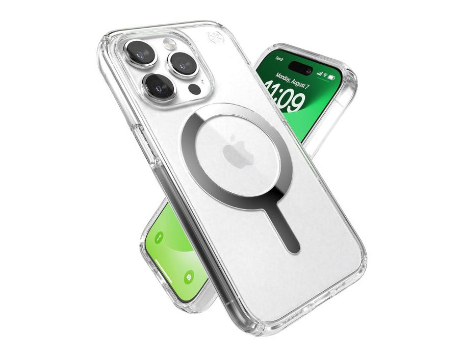 Speck Presidio Perfect-Clear with Chrome MagSafe Case for iPhone 15 Pro