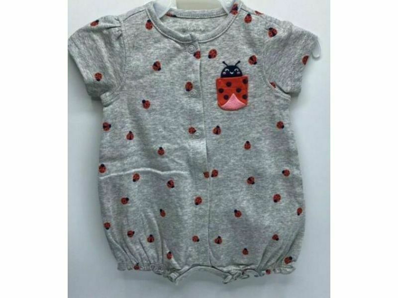 Carter's Romper Grey/Red/Lady Bug 12 months  28.5-30 in/21-25 lb   72-76 cm/9,3-11,1kg