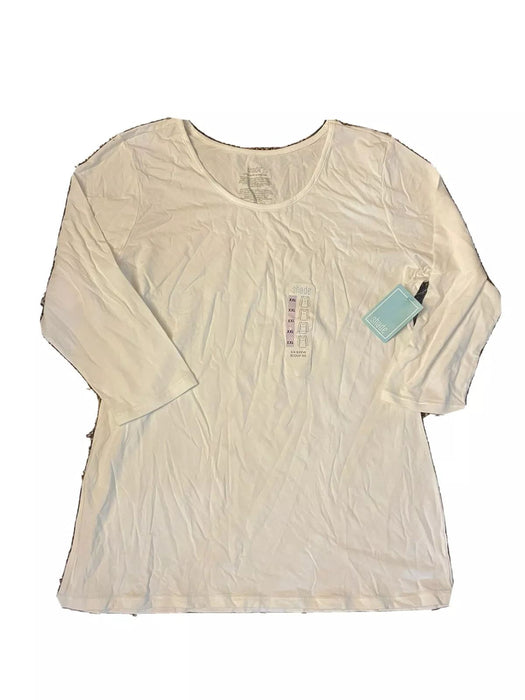 shade 3/4 sleeve scoop tee Egret Medium