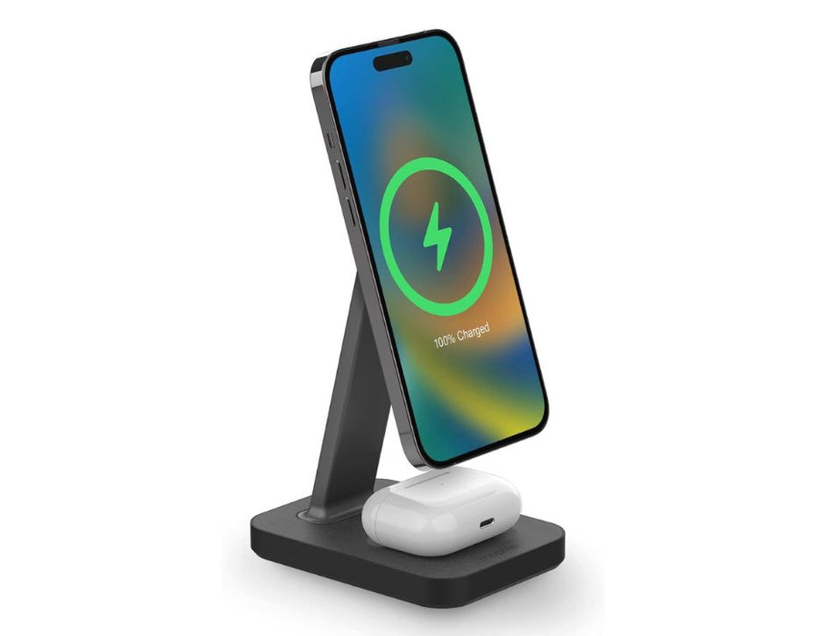 Mophie Snap+ 15W Fast Charge Wireless Charging Stand with MagSafe Compatibility - Color: Black