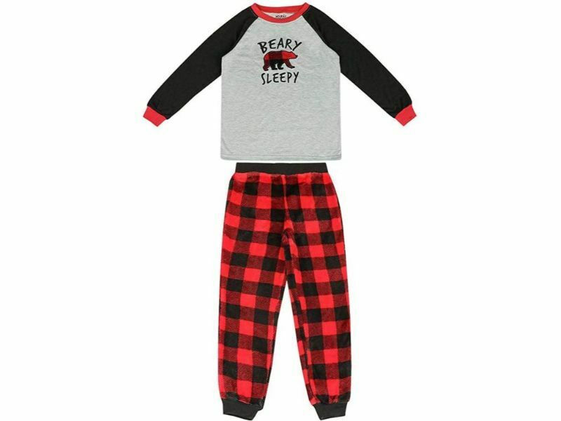 Holiday #FamJams Matching Family Pajamas Kids' Unisex Pajama Set Grey Red Black Small-6/7