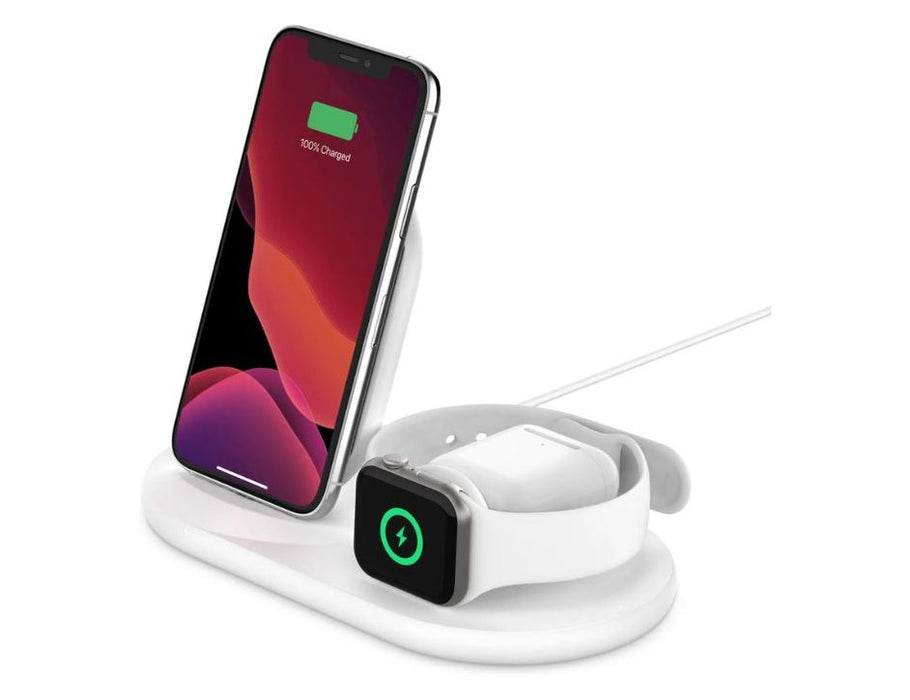 Belkin 3-in-1 Wireless Charger For iphone, Apple Watch, Airpods -Color: White