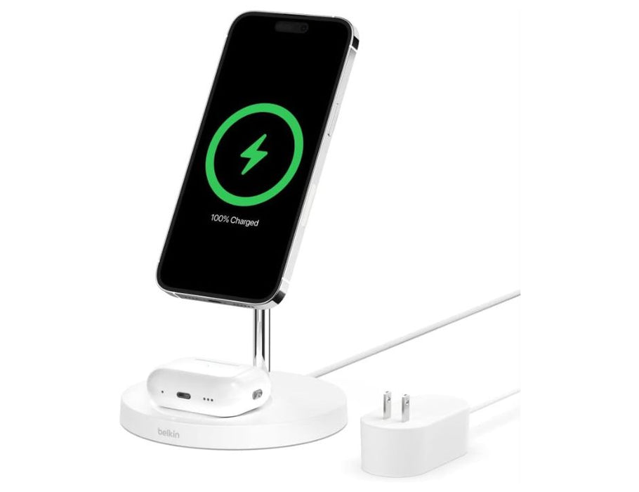 Belkin Boost Charge Pro 2-in-1 Wireless Charger Stand With MagSafe- Color: White
