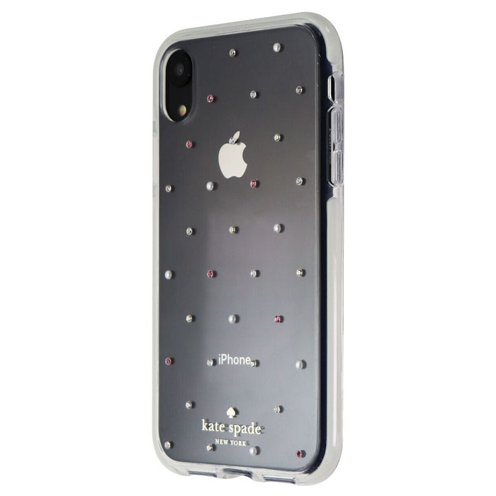 Kate Spade New York Defensive Hardshell Case for iPhone XR Pin Dot Gems/Pearls/Clear/White Bumper