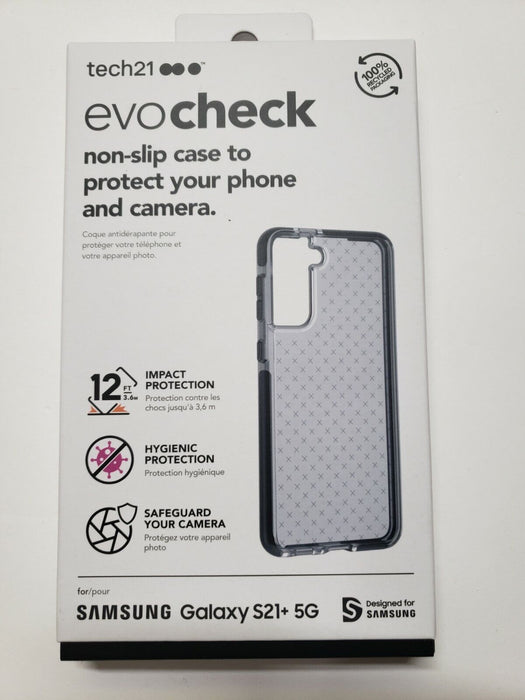 TECH21 EVO CHECK FOR SAMSUNG GALAXY S21+ 5G NON-SLIP CASE TO PROTECT YOUR PHONE AND CAMERA BLACK